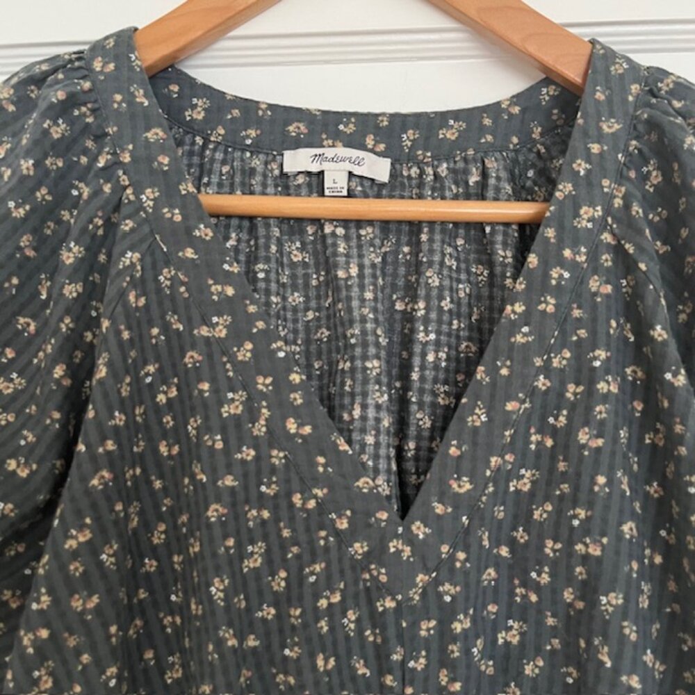 Madewell Manon Cotton Voile Top in Architect Green | Size Large - Picture 5 of 10